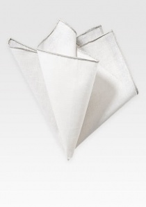 Pochette en lin blanc naturel bord gris clair