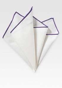 Pochette blanche bord violet