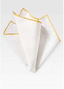 Pochette blanche bord jaune doré