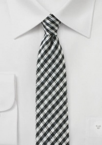 Cravate à petits carreaux noir et perle