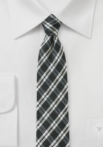 Cravate d'affaires à carreaux noir blanc perle