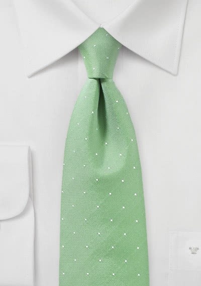 Cravate vert pâle à pois