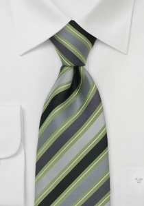 Cravate sécurité grise à rayures vertes