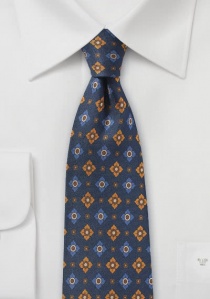 Cravate britannique à motif de fleurs bleu foncé