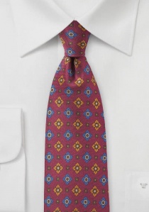 Cravate anglaise motif fleur bordeaux rouge