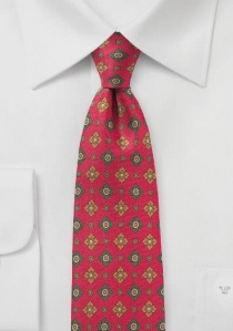 Cravate d'affaires motif floral anglais rouge