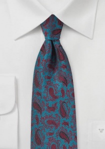 Cravate bleue et rouge dessin cachemire