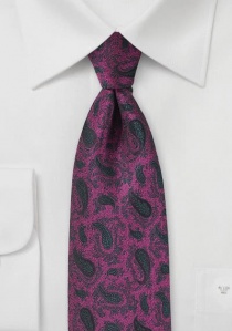 Cravate rose fuschia dessin cachemire