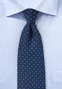 Cravate bleu foncé à pois blanc