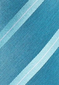 Cravate bleu lagon argentée rayée