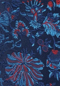 Cravate bleu nuit au motif fleuri