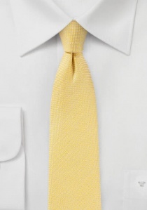 Cravate jaune clair en soie et lin