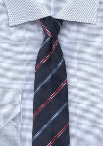 Cravate bleu foncé rayures bleues et rouges