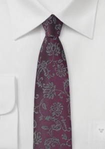 Cravate rouge bordeaux motif floral