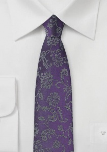 Cravate pourpre motif floral