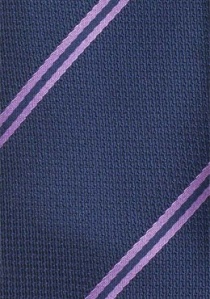 Cravate structurée bleu marine rayures parme