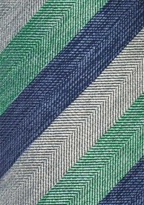 Cravate bleue grise et verte à rayures