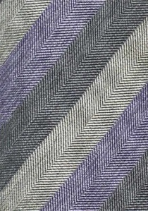 Cravate gris foncé gris argent et violet à rayures