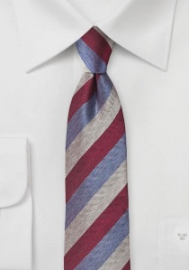 Cravate bleue grise et rouge à rayures