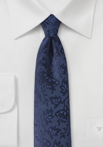 Cravate bleu marine motif feuillage