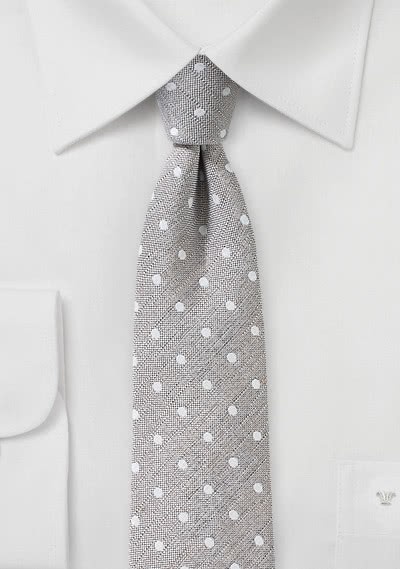 Cravate gris souris chiné à pois