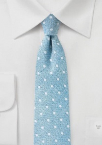 Cravate bleu clair chiné à pois