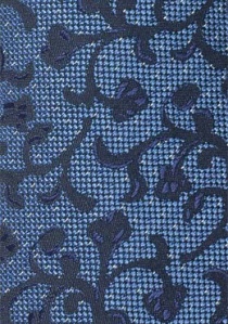 Cravate bleue dessin végétal bleu marine