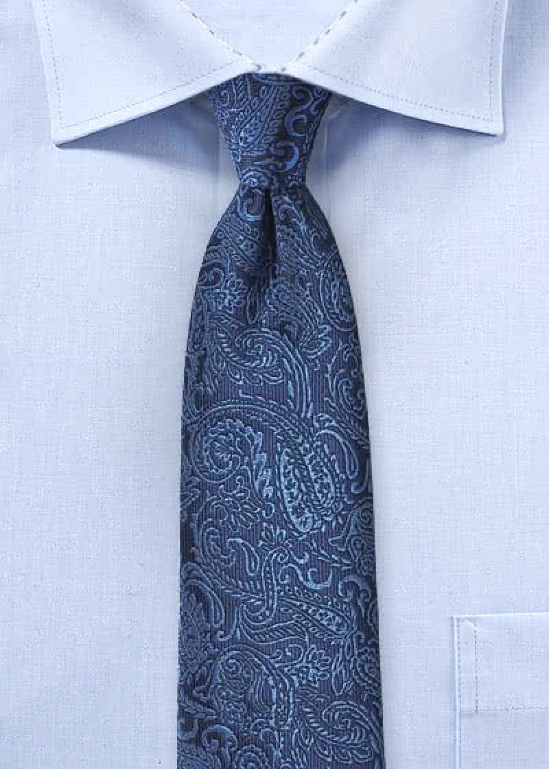 Cravate cachemire bleue bicolore