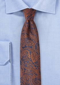 Cravate cachemire bicolore sur fond bleu foncé