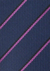 Cravate bleu navy aux fines rayures roses et