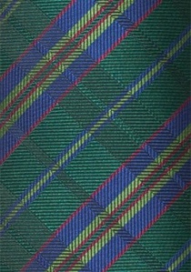 Cravate bleu marine et vert sapin motif carreaux