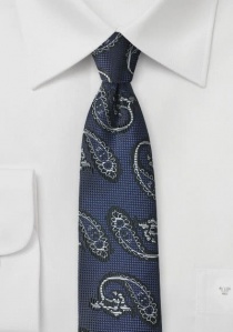 Cravate structurée bleu marine motif cachemire