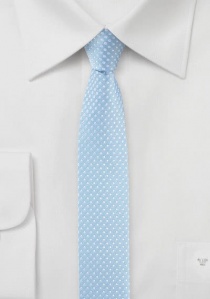 Cravate extra-slim bleu ciel à pois blanc