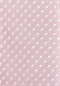 Cravate extra-slim rose clair à pois blanc