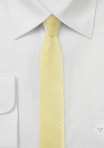 Cravate extra-slim jaune tendre à pois blanc