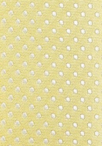 Cravate extra-slim jaune tendre à pois blanc