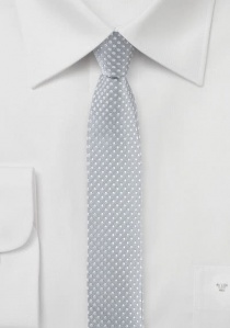 Cravate extra-slim gris pâle à pois blanc