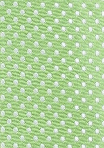 Cravate extra-slim vert tendre à pois blanc