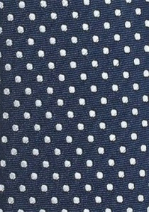 Cravate extra-slim bleu navy à pois blanc