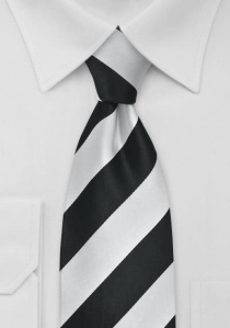 Cravate XXL noire rayures blanches
