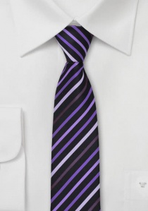 Cravate étroite rayée nuances violettes