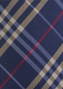 Cravate XXL écossaise bleu marine beige rouge