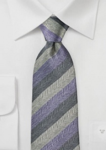 Cravate gris ardoise gris argent et violet à