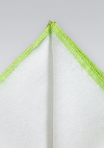 Tissu d'ornement en lin blanc naturel bord vert