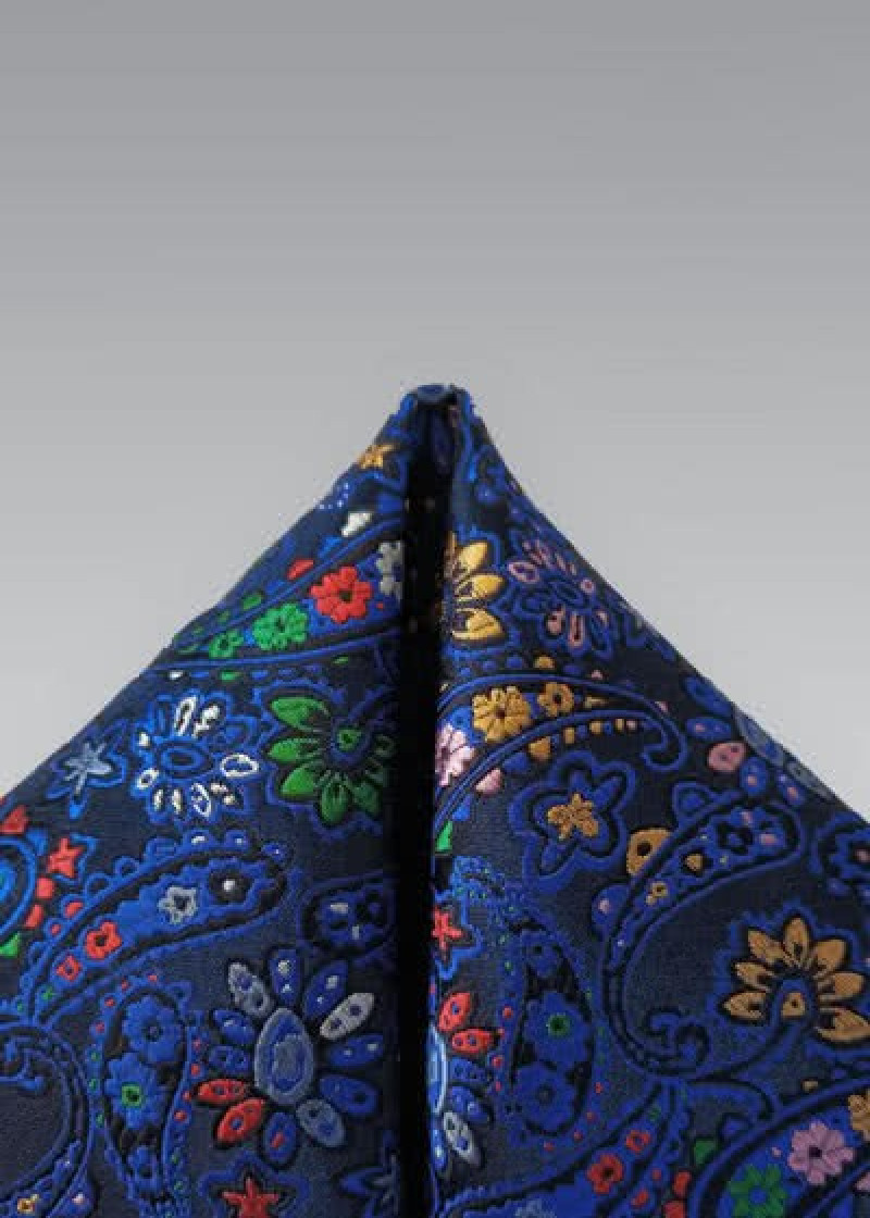 Cavalière soie motif paisley bleu