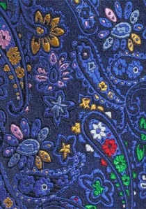 Cavalière soie motif paisley bleu