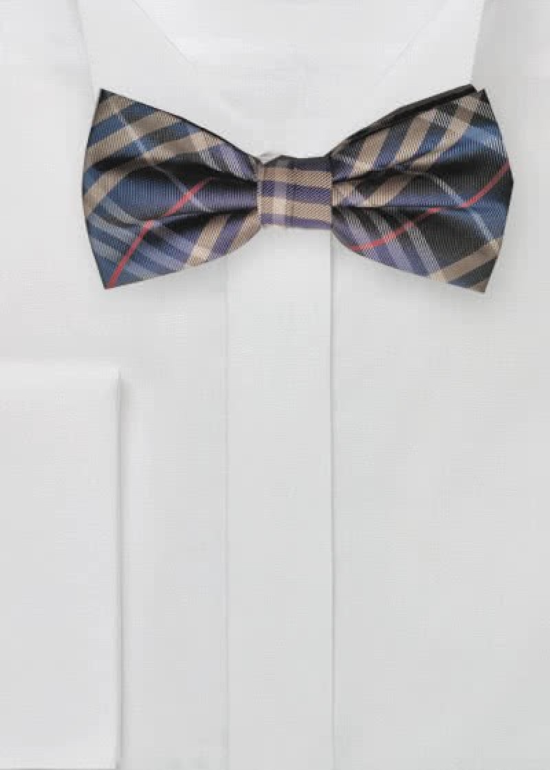 Noeud papillon homme tartan bleu foncé
