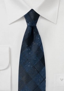 Cravate à carreaux bleu marine avec coton
