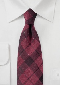 Cravate d'affaires tartan bordeaux avec coton