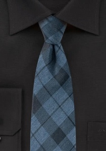 Cravate à carreaux bleu fumé avec coton